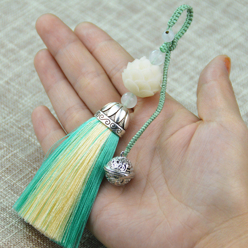 钥匙扣宫铃_手工宫铃铛汽车钥匙链挂件男女白菩提莲花