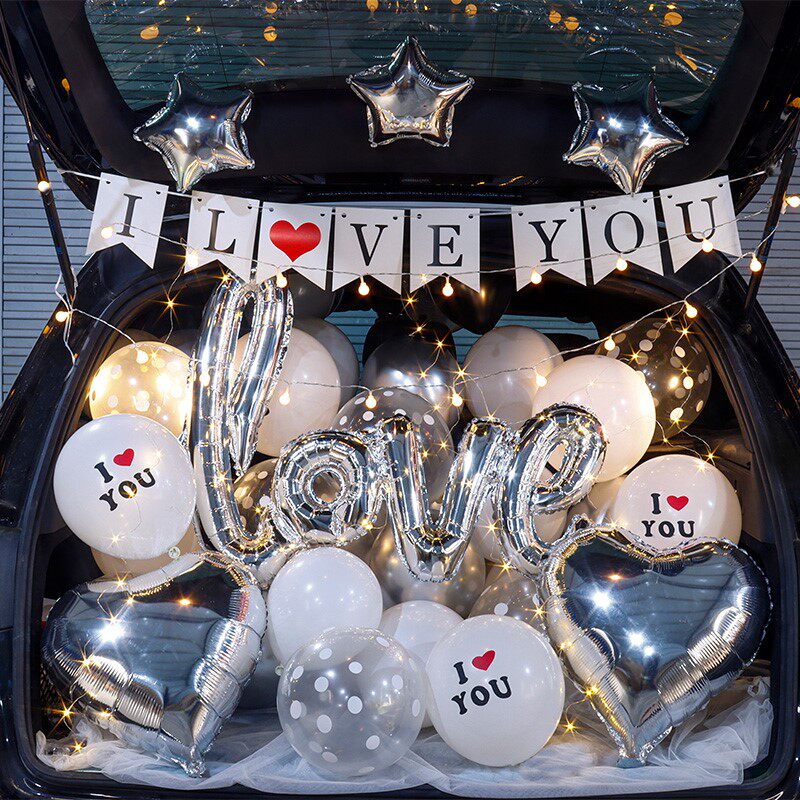 汽车后备箱尾箱浪漫惊喜表白女朋友老公场景布置轿车生日气球装饰