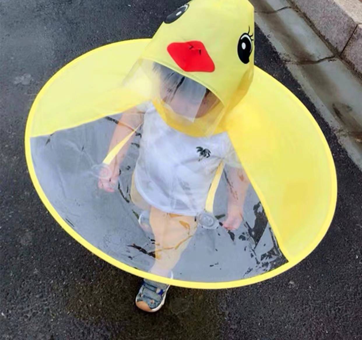 儿童头戴式雨伞帽斗篷飞碟雨衣伞幼儿园小孩下雨天防水遮雨避雨披