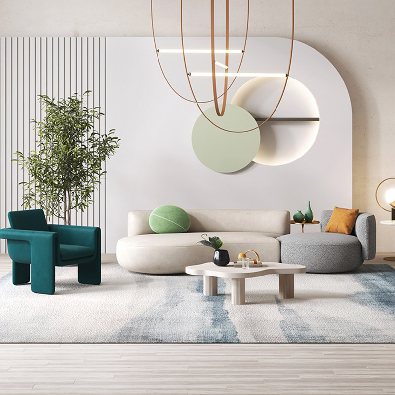 北欧创意客厅设计师科技布艺沙发组合现代简约轻奢洽谈2021年新款