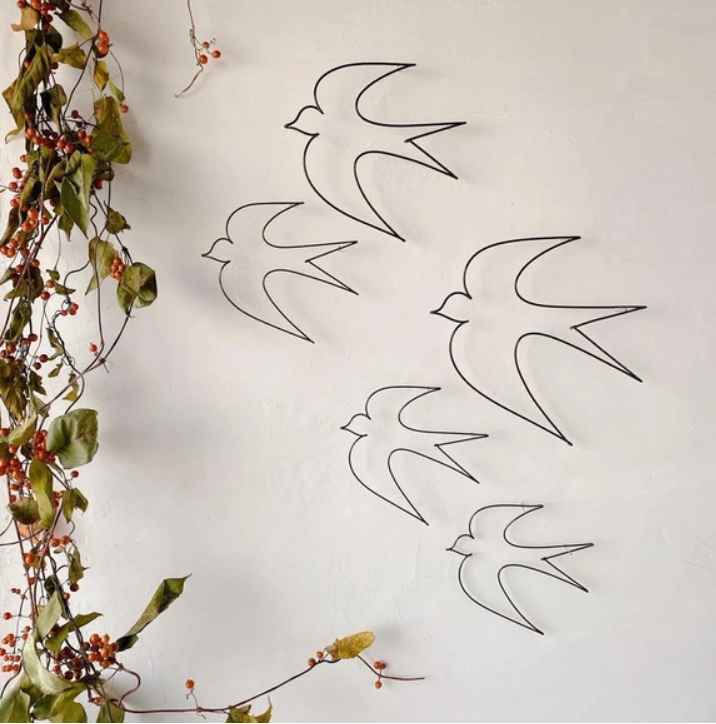 飞鸟挂件墙壁挂饰铁艺风装饰手工家居工艺品温馨小燕子床头在装饰