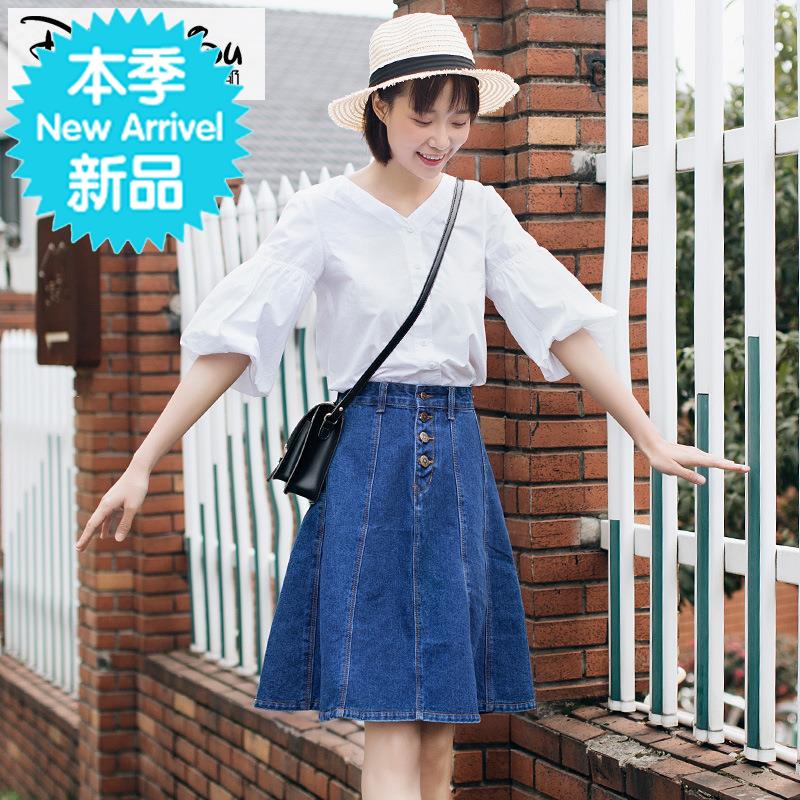 2019夏季新款2019新款春夏装牛仔f半身裙女高腰中长款a字大摆伞裙在类目 女装/女士精品, 半身裙中 - 来自Buy2taobao.com提供专业的淘宝代购服务