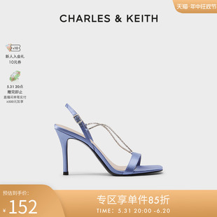 CHARLES＆KEITH春夏女鞋CK1-60280328时尚半宝石链条饰高跟凉鞋女