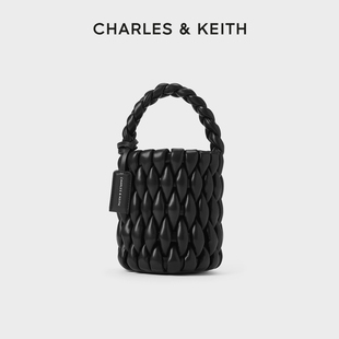 CHARLES&KEITH24夏季新款CK2-10782404编织柔软手提斜挎水桶包女