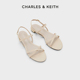 CHARLES＆KEITH女鞋CK1-70380868女士交叉带露趾低跟凉鞋