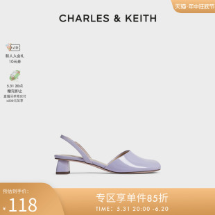 CHARLES＆KEITH春夏女鞋CK1-61720088女士时尚亮面圆头低跟凉鞋女