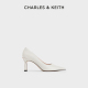 CHARLES&KEITH24春新款CK1-60361500简约尖头浅口通勤高跟鞋单鞋