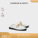 CHARLES&KEITH春夏女鞋CK1-70380952粗链条菱格穆勒鞋拖鞋女外穿
