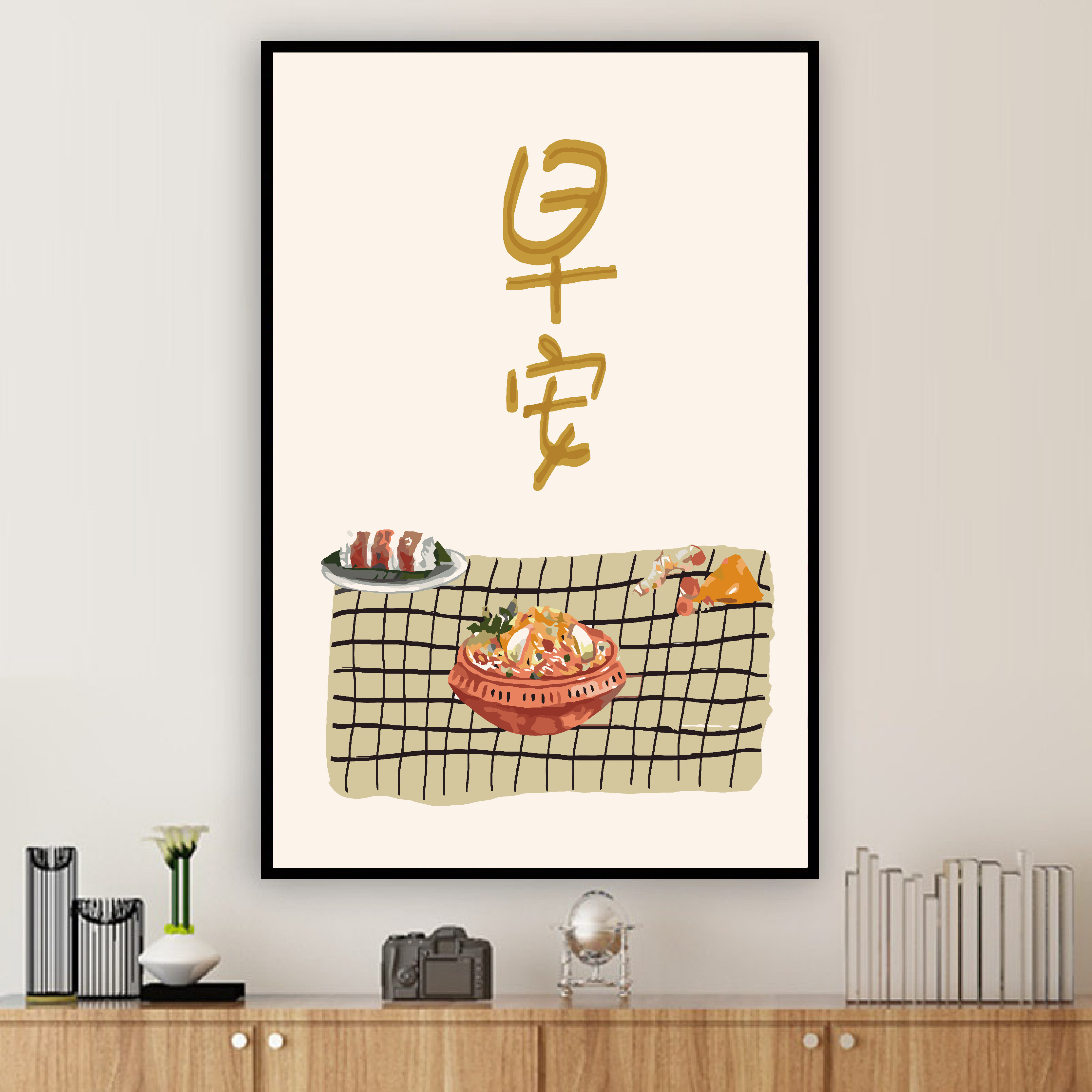 缘色diy手工数字油画自绘填色减压民宿油彩画厨房现代简约装饰画