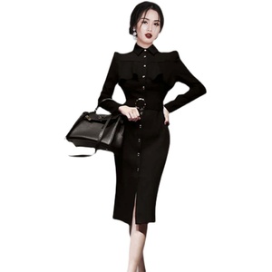 Korean version fashion temperament elegant thin atmosphere professional lining dress dress