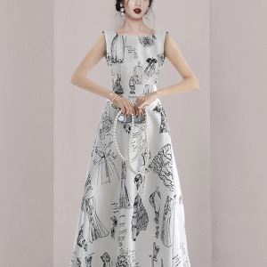 Print long dress beach holiday Goddess Dress