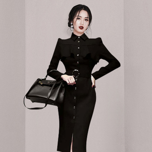 Korean version fashion temperament elegant thin atmosphere professional lining dress dress