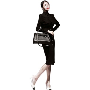 Korean version fashion temperament elegant thin atmosphere professional lining dress dress