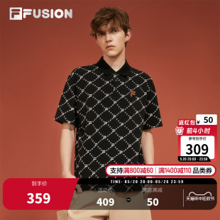 FILA FUSION斐乐男polo衫2024夏季新款绣花纯棉polo衫短袖翻领t恤