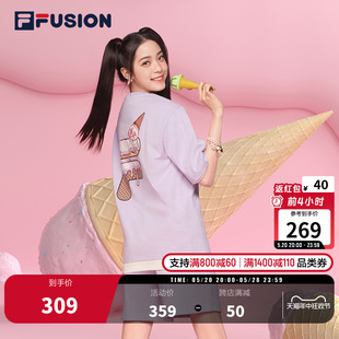 欧阳娜娜同款FILA FUSION斐乐潮牌情侣装短t夏季圆领短袖女T恤男T