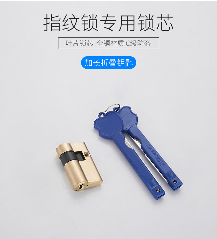 锁芯 防盗门 指纹锁_全铜指纹锁锁锁芯 半自动电子智能锁心加长钥匙超