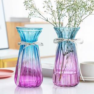 玻璃亚克力花瓶大口径客厅插花摆件水培富贵竹瓶欧式大号透明花器