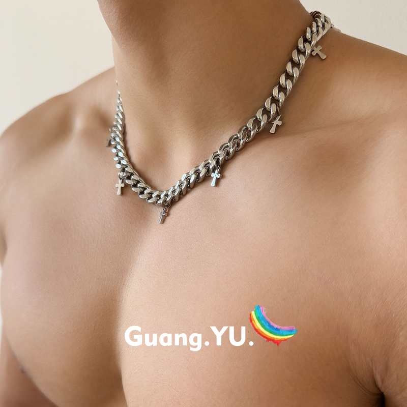 GuangYu十字架重工古巴项链男