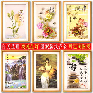 LED壁画灯装饰画新中式卧室床头壁灯客厅过道楼梯走廊创意挂画灯