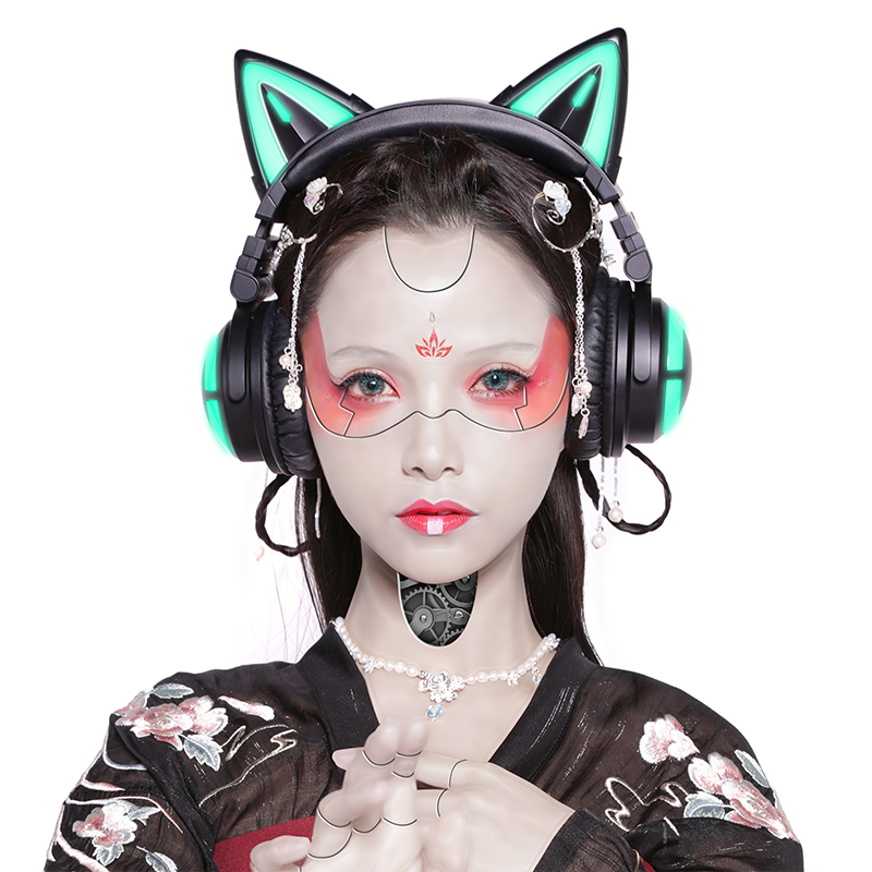 yowu/妖舞 猫耳耳机三代头戴式可爱少女无线蓝牙猫耳朵耳麦火线妹