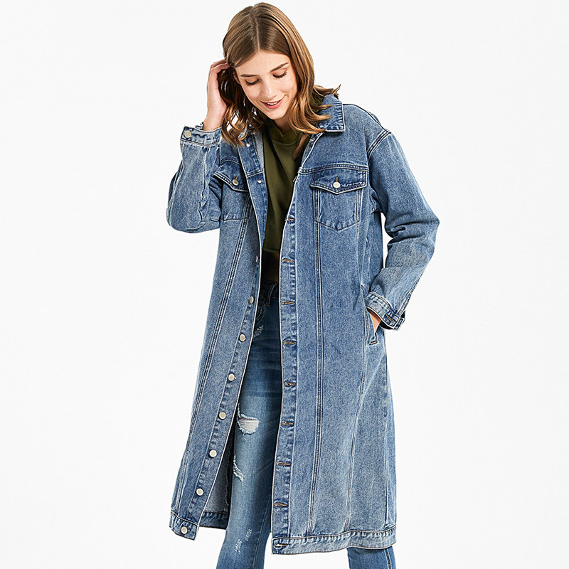 长袖牛仔风衣女
