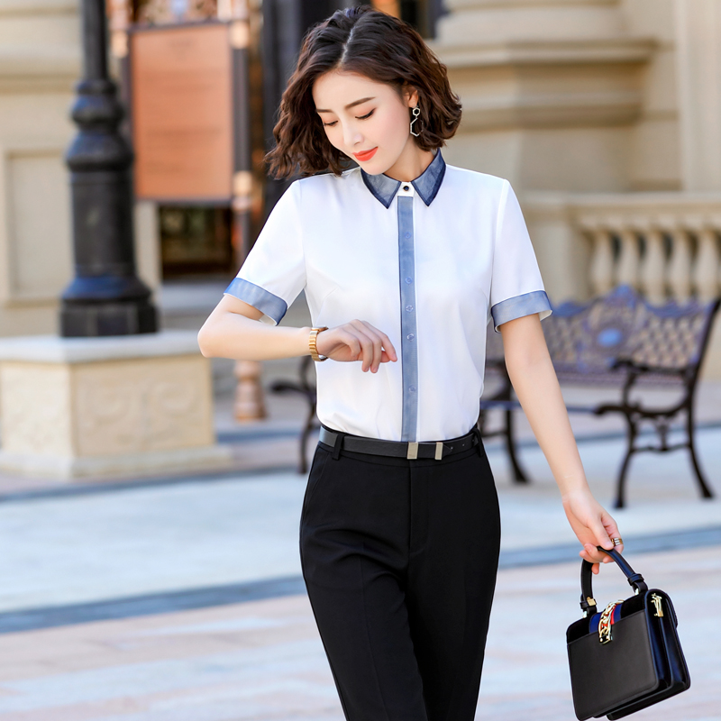 佐基奴短袖衬衫女职业OL女装正装2019夏季新款白色衬衣工装工作服|ruв категории Женская одежда, рубашка - от Buy2taobao.com для оказания профессиональной услуги покупки агента Taobao