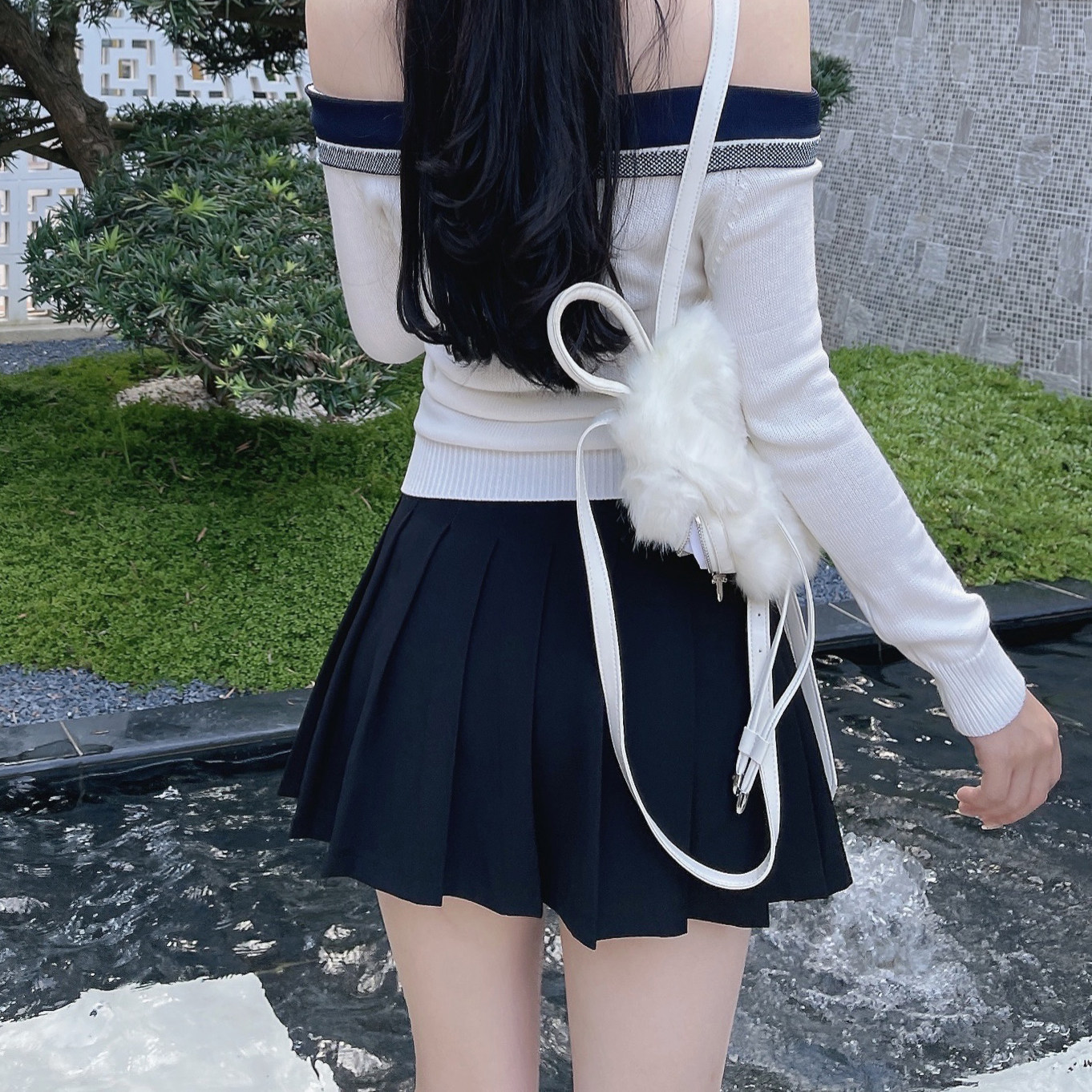 漫画腿小姐姐百褶短裙女百搭学院风防走光高腰a字蓬蓬显瘦半身裙