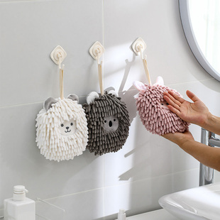 速干擦手球雪尼尔挂式家用吸水抹布卡通可爱厨房卫生间擦手巾毛巾