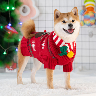 狗狗新年衣服棉衣柴狗衣服棉衣柯基冬天保暖加厚圣诞毛衣中小型犬