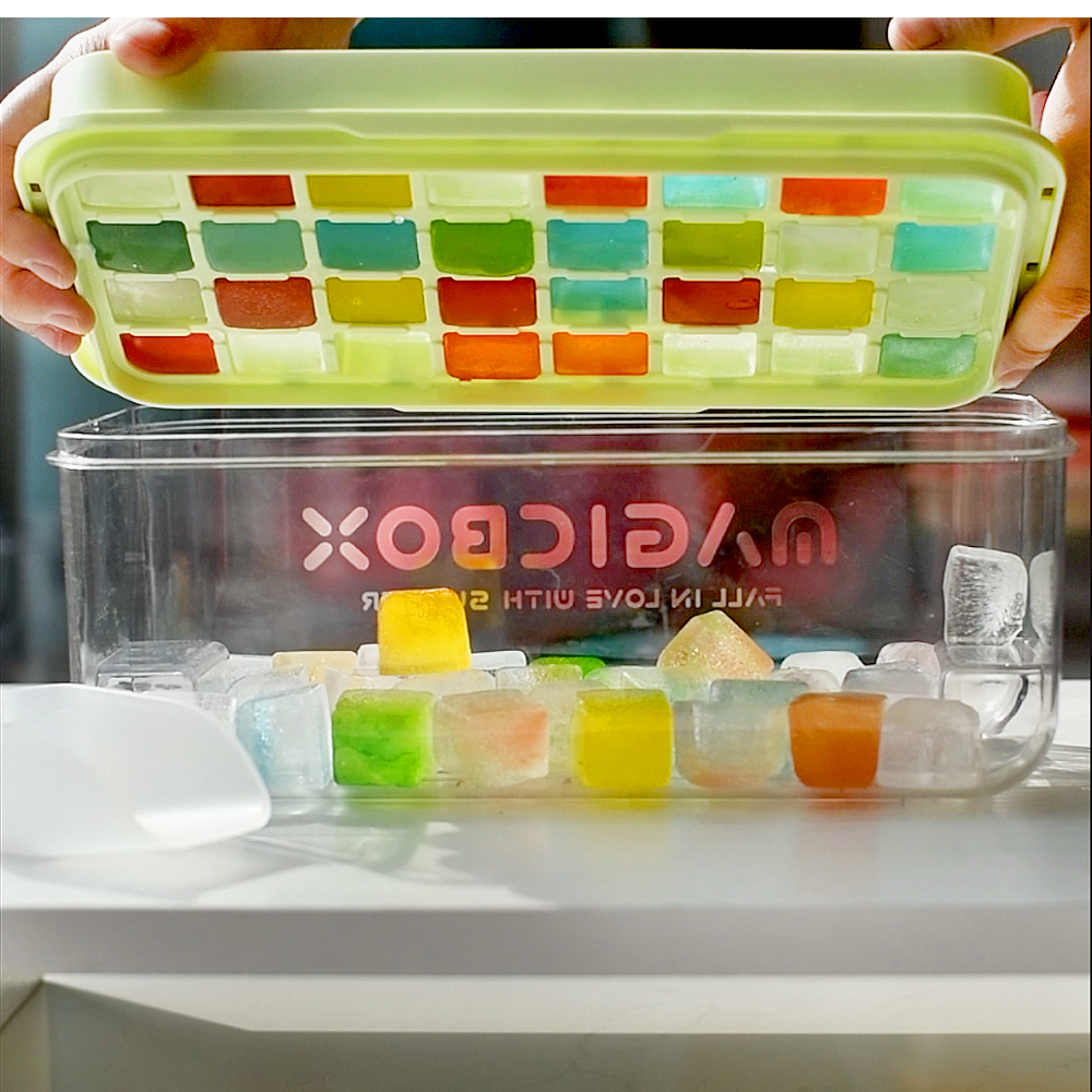 日式软底按压硅胶冰格冰盒冰块家用双层制冰容器储模具大容量