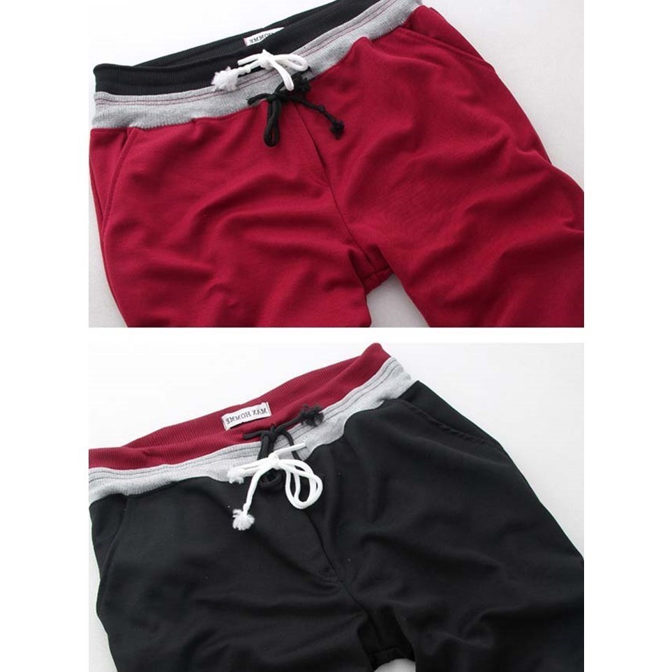 男系带运动裤休闲沙滩中裤七分小脚裤 Men's Summer Sport Shorts