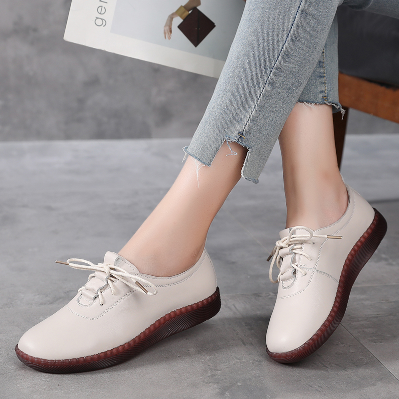 2022新款春秋季真皮软底平底中老年女鞋牛筋底皮鞋女士单鞋妈妈鞋