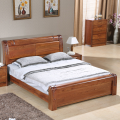 榆木床 全实木床1.8米 双人床 高箱储物床 现代中式婚床卧室家具