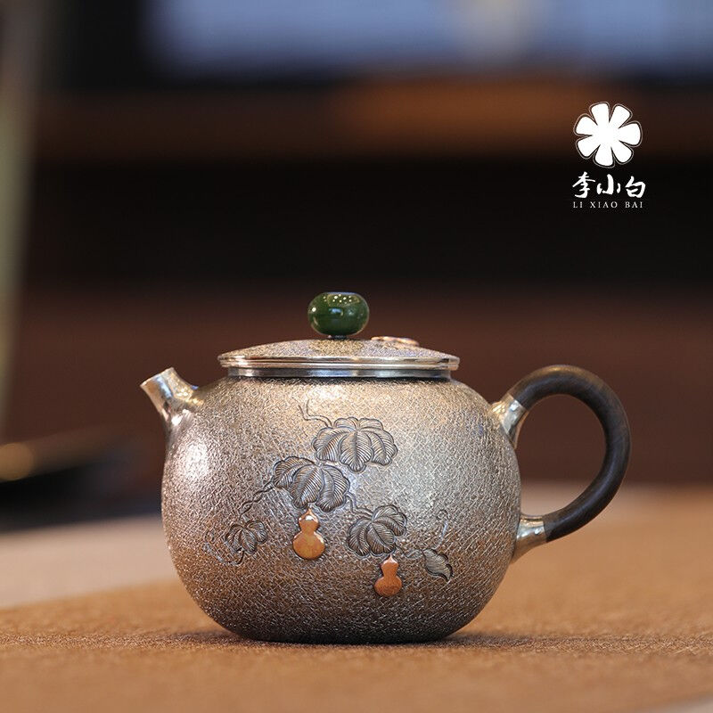 李小白银壶纯银9999泡茶银壶纯银泡茶壶泡茶银壶烧水银壶160克220