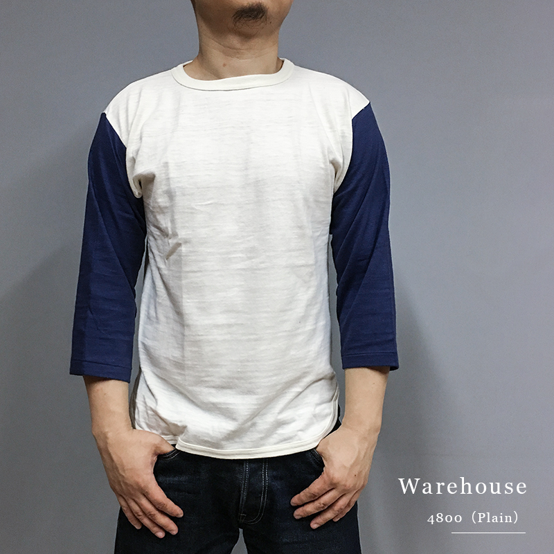【DC先锋店】WAREHOUSE 4800复古7分袖拼色棒球衫四色纯色素色T恤