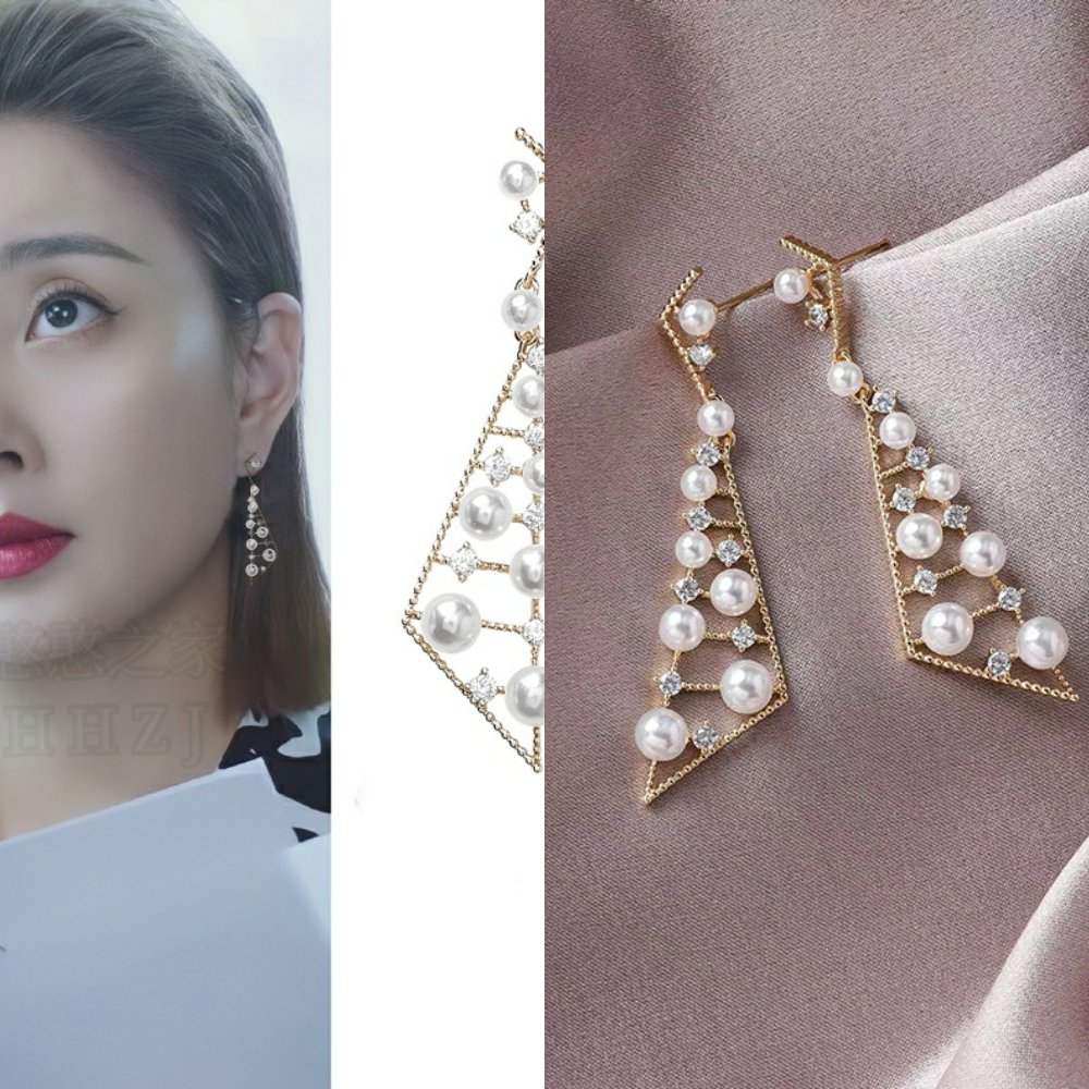 正青春殷桃林睿同款耳环925银针复古珍珠耳饰耳坠冬2021新款女