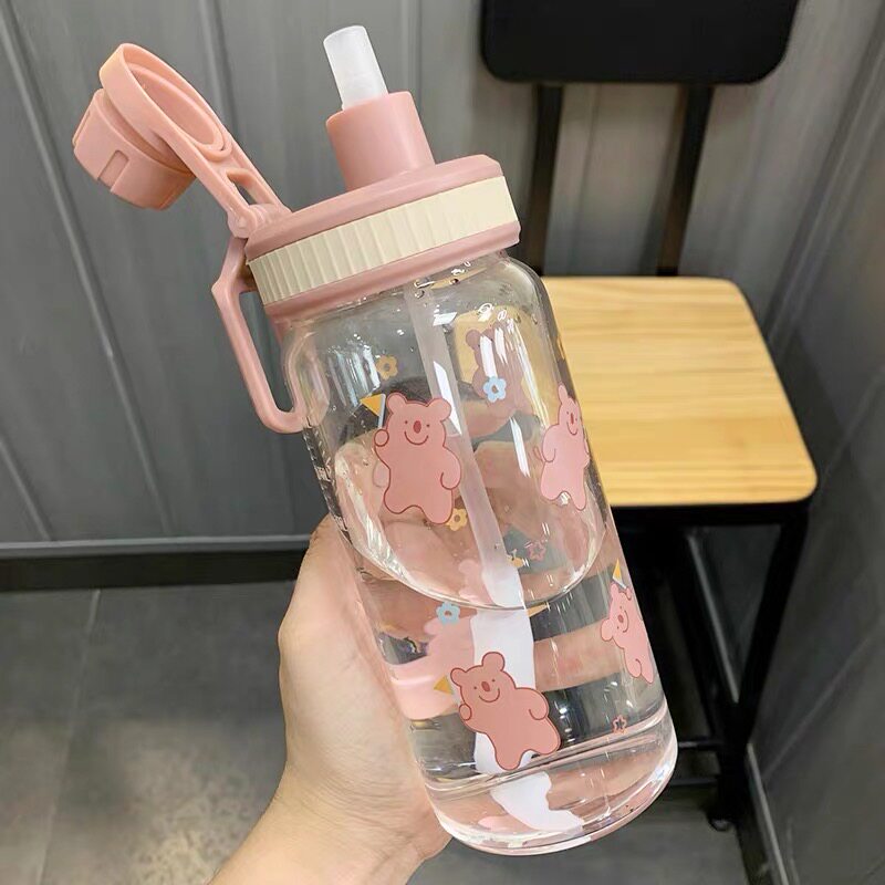 吸管水杯女夏季高颜值玻璃杯便携带盖小巧随手杯家用可爱网红杯子