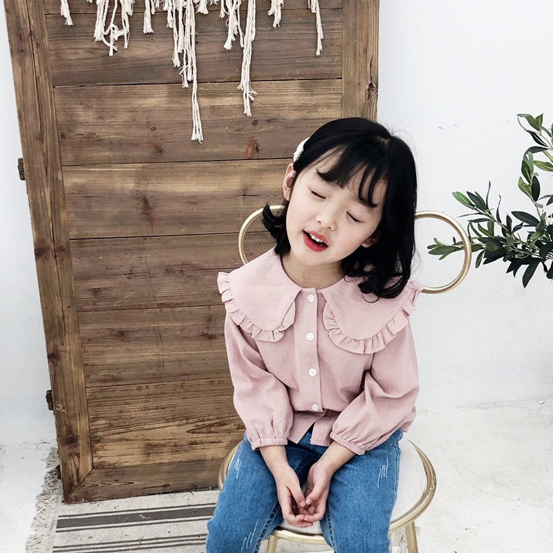 2019新款儿童秋装女童娃娃领长袖纯棉衬衫女宝宝韩版洋气上衣衬衣在类目 童装/婴儿装/亲子装, 衬衫中 - 来自Buy2taobao.com提供专业的淘宝代购服务