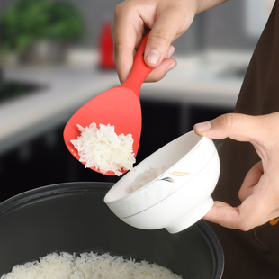 硅胶饭勺不粘米饭 饭匙电饭锅盛饭勺子电饭煲专用饭铲食品级黑色