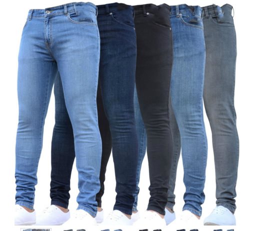 Men's tight monochromatic jeans with small feet are casual|ruв категории Мужская одежда, брюки - от Buy2taobao.com для оказания профессиональной услуги покупки агента Taobao