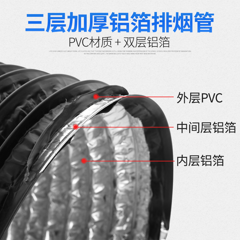 烟风机排风件祥韩乐诚管加厚铝箔伸缩软管通风管大厨房抽油机烟管