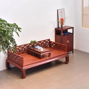 红木家具赞比亚血檀曲尺罗汉床中式明清古典卧室客厅办公室休息