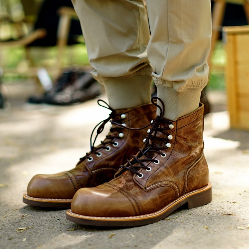 捡漏原宿定制头层牛皮固特异8111伞兵靴工装靴男新款复古马丁机车