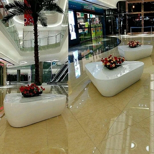 商场玻璃钢休闲椅创意坐凳机场公共休息区美陈花盆景观座椅组合