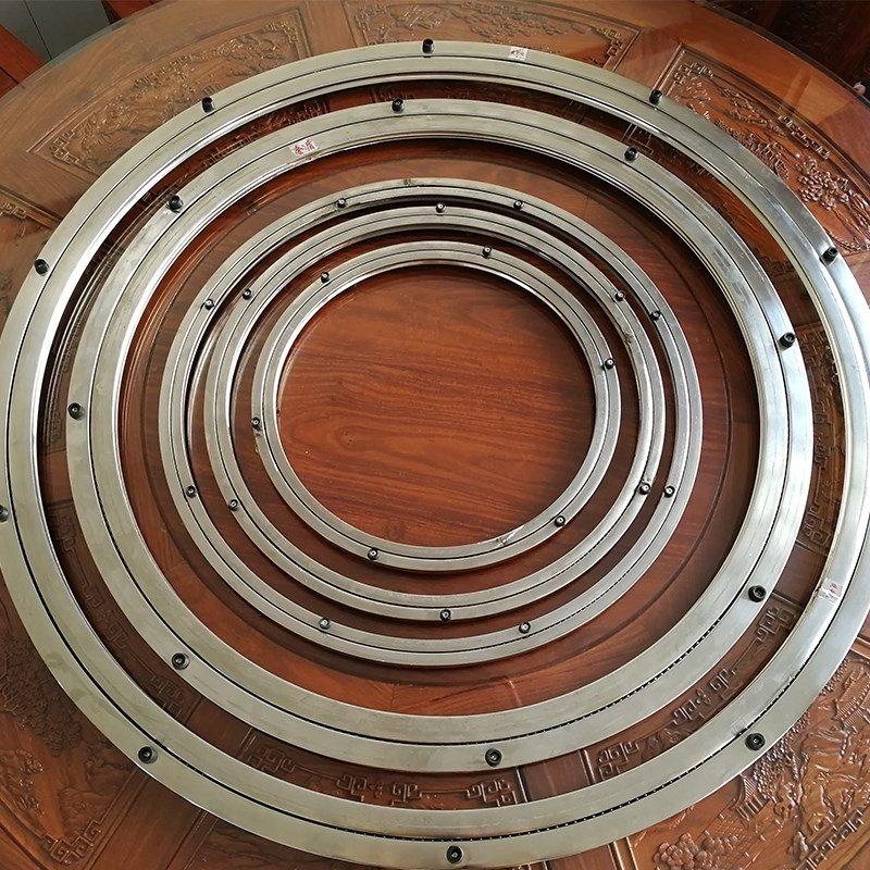 不锈钢圆桌转盘酒店餐桌底座玻璃旋转圆形转盘器转轴导轨转圈