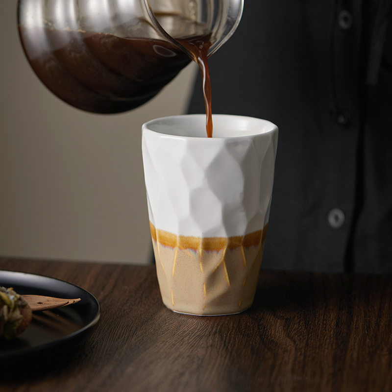 复古日式喝茶杯子陶瓷个人专用家用漱口高杯办公室大容量 微瑕