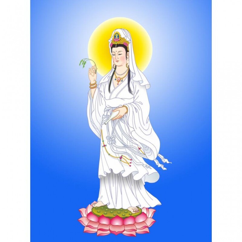 开光手绘观音画像南海观音佛像挂画家用客厅保平安3d立体相纸塑封