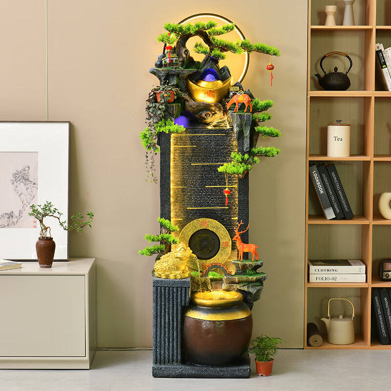 假山水景摆件生财球瀑布造景客厅加湿器乔迁开业室内流水喷泉阳台