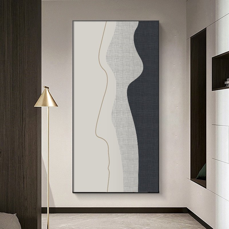 玄关装饰画走廊过道背景墙挂画竖版现代渐变色壁画入户正对门画