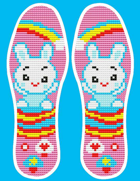 正格塑料胶网格十字绣鞋垫带毛线儿童款男女精品印花带图案新款_不